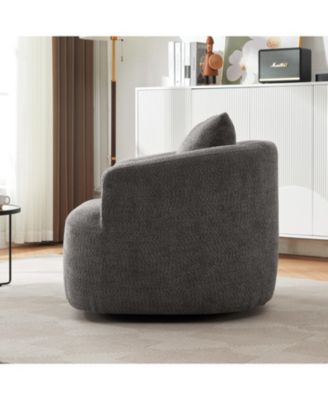 360 Swivel Accent Barrel Chair with Throw Pillow