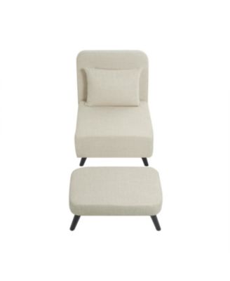 Foldable Linen Chaise Lounge Bed - Beige