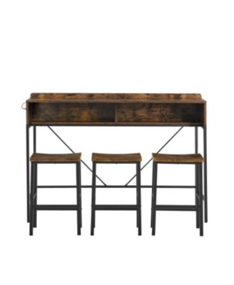 59" Bar Table Set with Power LED & 3 Stools