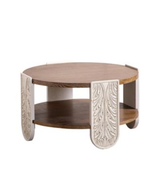 Carved Wood Coffee/End Table with Storage