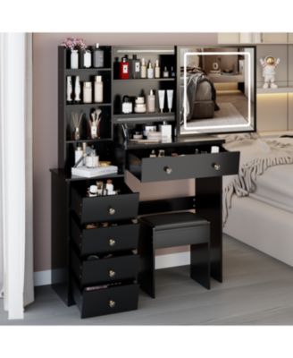 37" LED Mirror Vanity Table with Stool