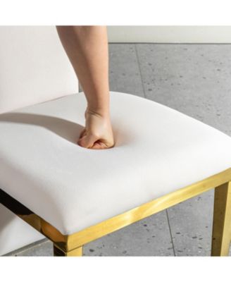 set of 2pcs Dining table gold stainless steel with white fabric