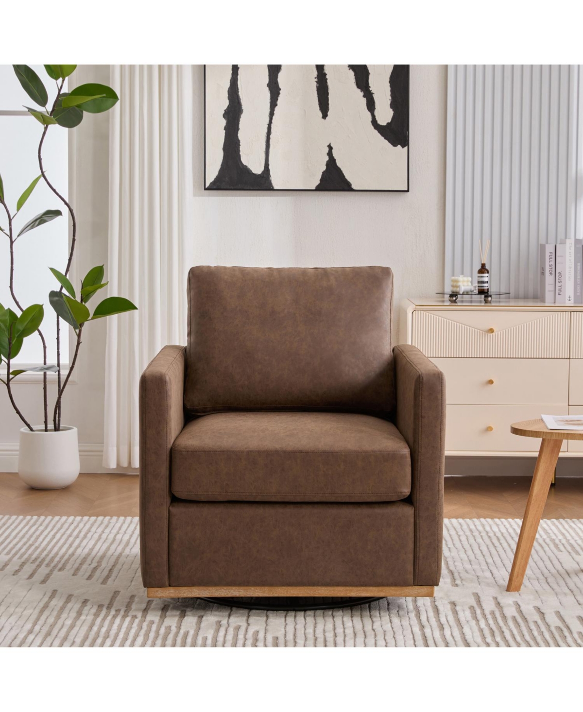 Streamdale Furniture Upholstered Swivel Accent Chair - Coffee Pu