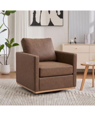 Upholstered Swivel Accent Chair - Coffee PU