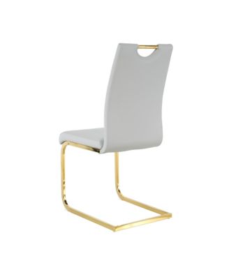  Modern Glass Circle Table & Grey PU Dining Chair Set (5)