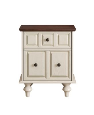 Vintage Nightstand 2 Drawers Roman Legs Solid Wood (Antique White)