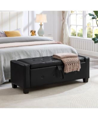 + 48" + Faux Leather + Tufted + Storage Ottoman Bench
