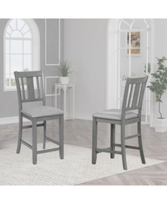 Counter Height Chairs Set of 4, Padded Seat, Gray