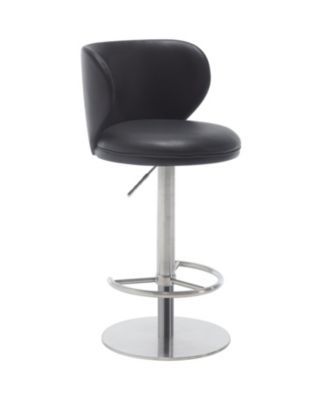 Titanium Leather Bar Stool, Swivel Adjustable Height