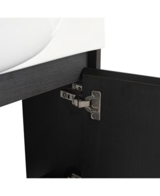  26" Wall-Mount Vanity, Ceramic Sink, Soft-Close, Dark Oak
