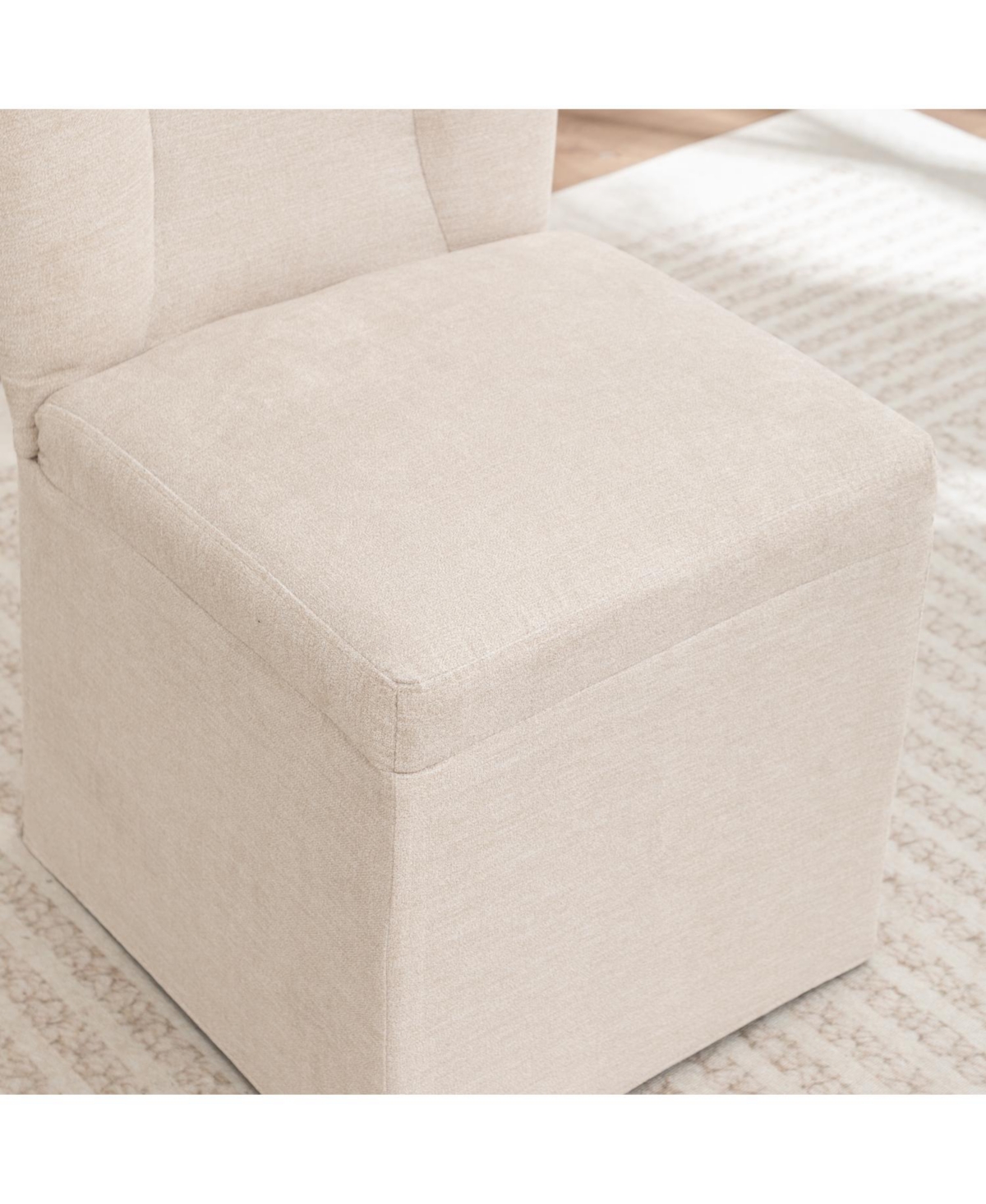 Streamdale Furniture Linen Dining Chairs Modern Fabric Side Chairs Padded Seat Set of 2 (Beige)