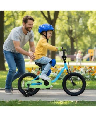 Kids Training Bike with Adjustable Seat Dual Brakes Rubber Tires and Removable Wheels