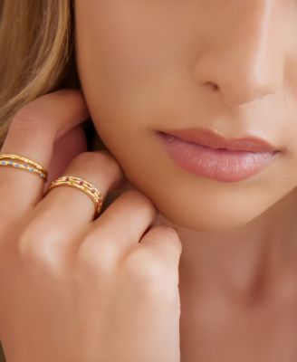 Dainty Constellation Birthstone Ring in Gold Plated Sterling Silver