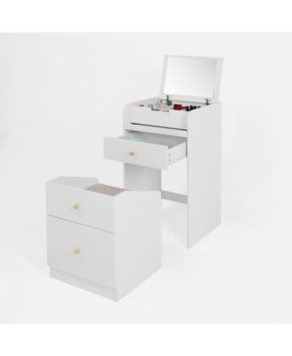  White Vanity Desk with Mirror for Makeup