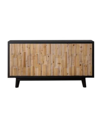  Wood Geometric 4-Door Storage Cabinet