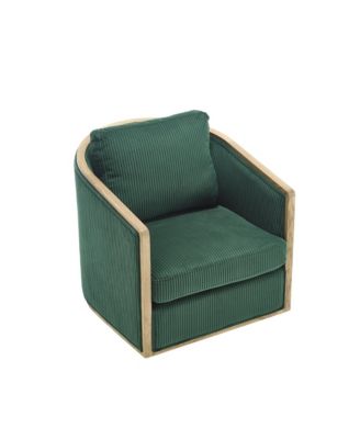 Corduroy Swivel Barrel Chair for Living Room (Emerald