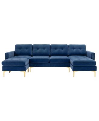 L-Shape Convertible Sectional Sofa with Ottoman