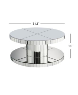 Luxury Round Mirror Coffee Table - Fluted Glass 31.5"