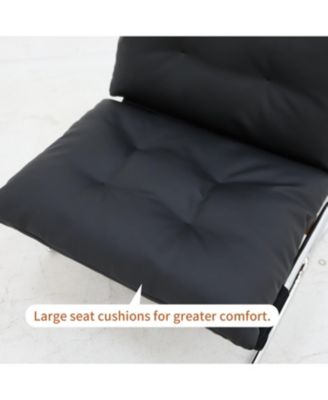 Leather Chair with Metal Legs (Black)