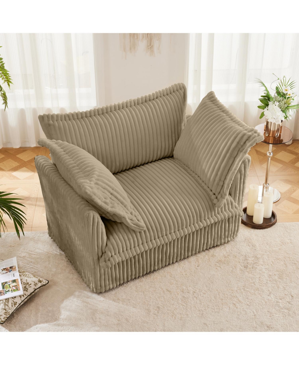 Streamdale Furniture Camel Corduroy Slipcovered Armchair