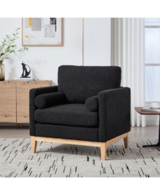 35.4" Wide Modern Farmhouse Accent Chair - Black Boucle