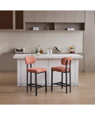 Upholstered Counter Height Bar Stools - Set of 2