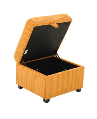 L-Shaped Sectional Sofa w/ Storage Ottoman, USB, Cup Holder, Corduroy