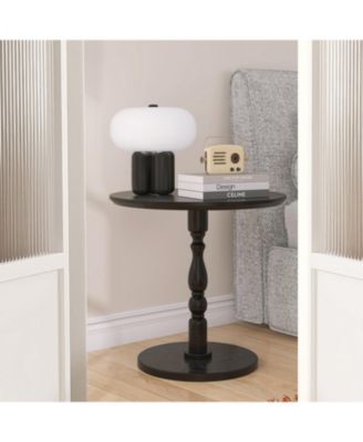 23" Black Round Accent Table - Modern Side/Nightstand