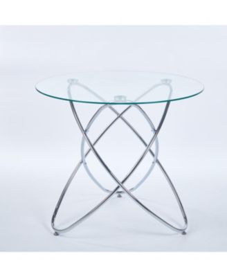 Modern Tempered Glass Dining Table with Chrome Legs