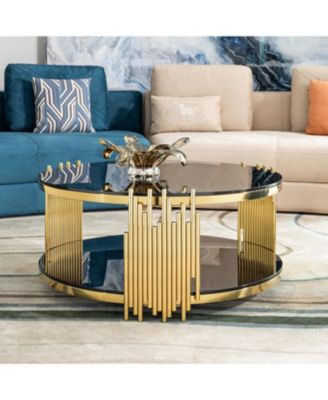 Glass Top Round Coffee Table