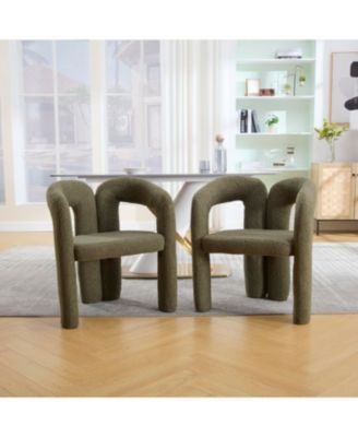 Velvet Accent/Dining Chair Set of 2 (Olive Teddy)