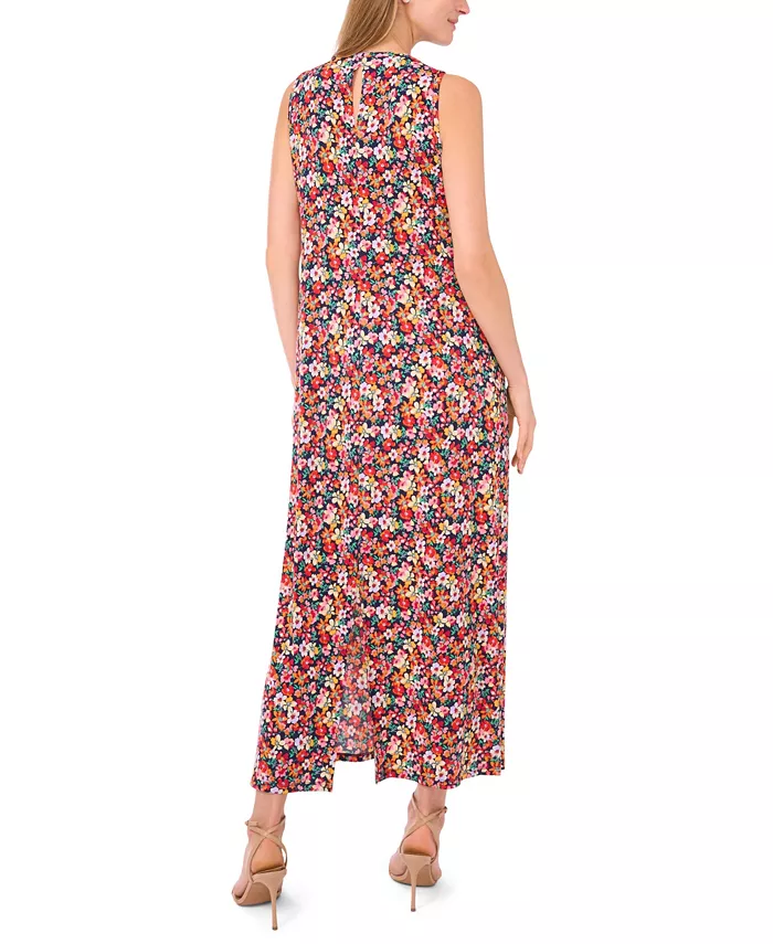 Women's Floral Sleeveless Keyhole-Back Crewneck Maxi Dress - thumbnail 3
