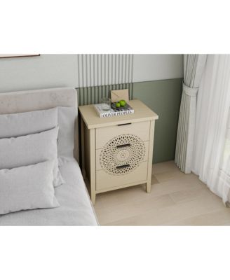 Streamdale Hollow-Carved 3 Drawer Dresser with Metal Handles