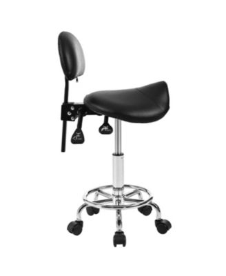 Ergonomic Saddle Stool with Back & Foot Rest, Rolling Adjustable Swivel Chair