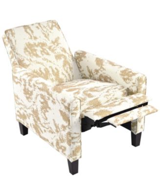 27.5" Recliner Chair, Solid Wood Legs, White & Yellow