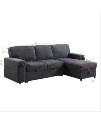 Upholstery Sleeper GREY Sectional Sofa with Storage Space