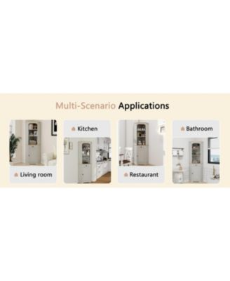  Fluted Corner Storage Cabinet - Antique White