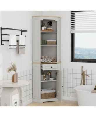  Fluted Corner Storage Cabinet - Antique White