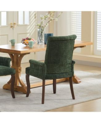 Chenille Dining Chair, Wood Legs, Tufted
