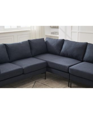 106" Sectional Sofa Couch Set, L-Shaped, 6-Seat, Linen with Metal Legs
