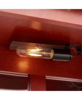 Elegant 2-Door Curio Cabinet - Lighted Display, Cherry Finish