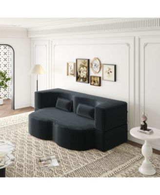 Streamdale Corduroy Foam Sleeper Sofa Bed with Pillows