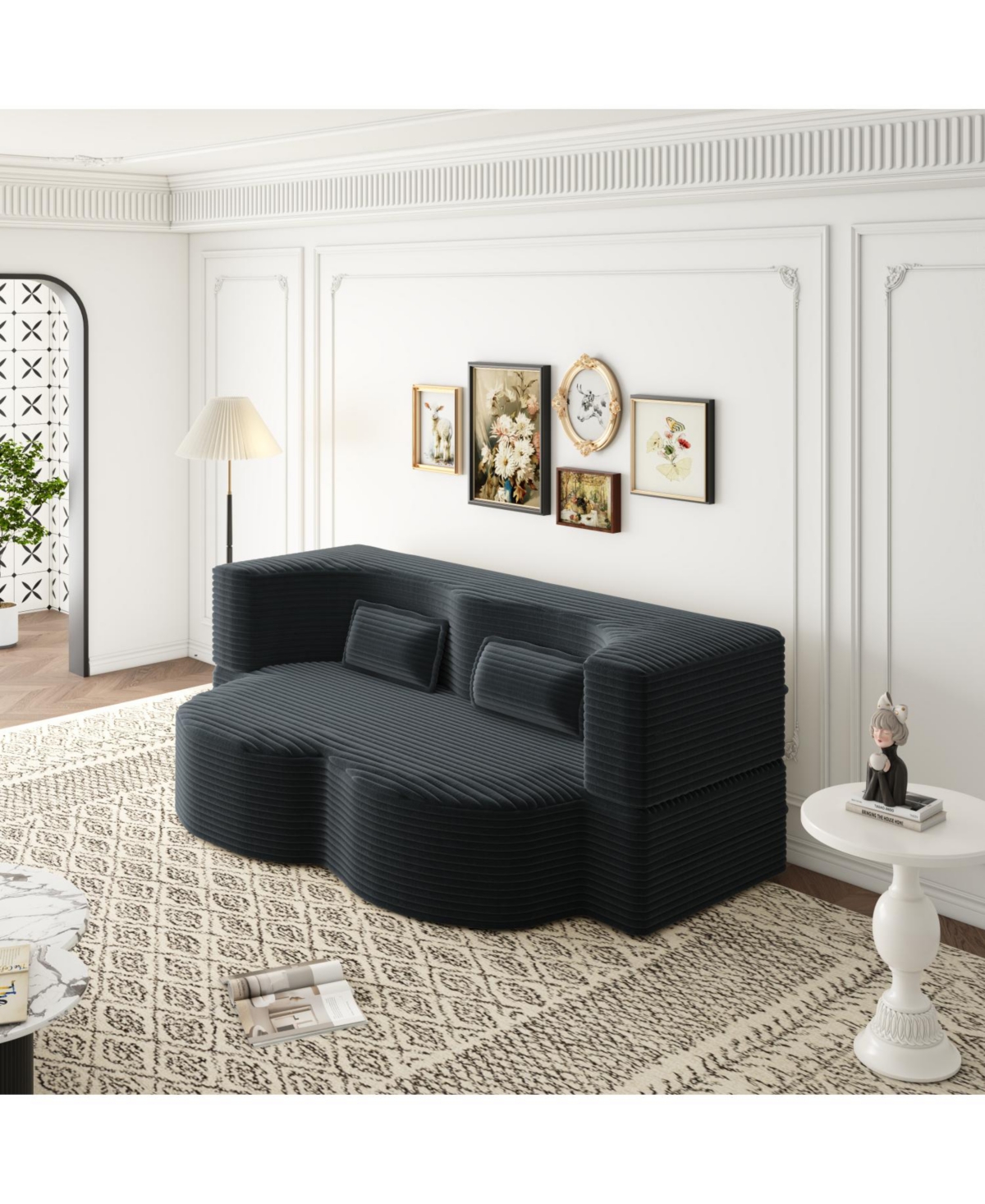 Streamdale Furniture Streamdale Corduroy Foam Sleeper Sofa Bed with Pillows