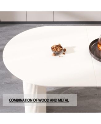 Modern Cream Dining Table & Irregular Side Table