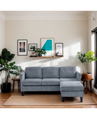 L-Shaped Corduroy Sofa- Modern, Multi-Functional, Easy Assembly 