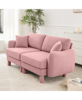Streamdale Pink Boucle 2-Seater Loveseat Sofa with Shell Armrests