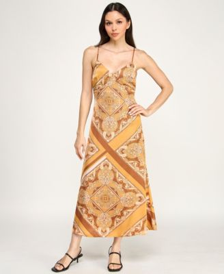 Juniors' Sleeveless Satin Midi Dress