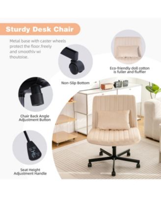 Velvet Criss Cross Armless Office Chair with Wheels