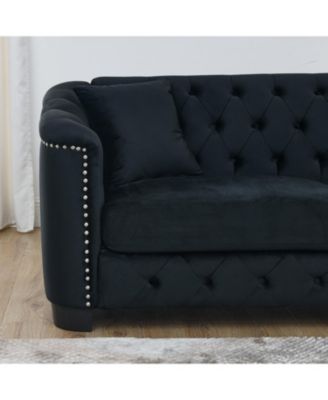 77" Modern Chesterfield Velvet Sofa