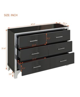  3-Pieces Sets,Dresser and Two Nightstands with Metal Handles and Mirror Decoration, Elegant and